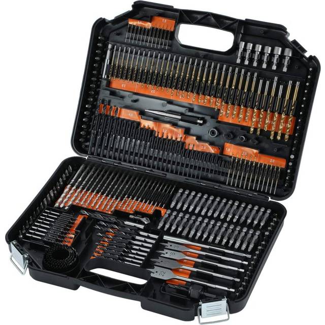 TOPWAY 246pc Combination Drill Bit Set Including HSS Titanium Twist Drill Bits, Masonry Drill Bits, Wood Drill Bits, Screwdriver Bits & More, Metric,