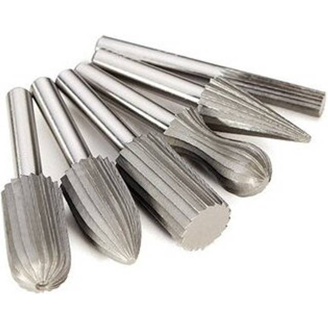 6pcs  Hard High Speed Steel Rotary File Burr Drill Bits Metal Electric Grinder Carving Bit