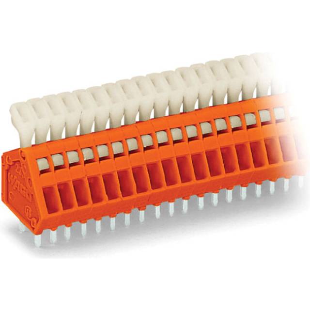 WAGO 233-502 2 Pole 6A 2.54mm Push Button PCB Terminal Block Orange