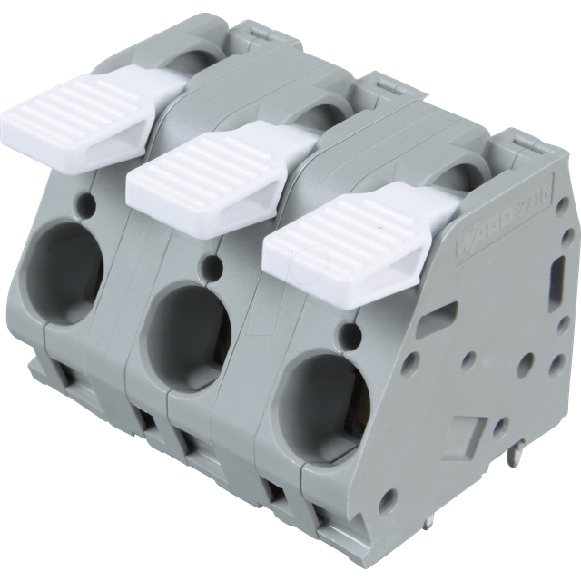 WAGO 2716-203 3 Pole 15mm 76A 30° Lever PCB Terminal Block Grey