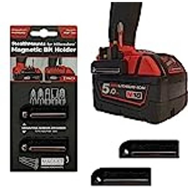 StealthMounts Black Milwaukee M18 Magnetic Bit Holder | Drill Bit Organiser | Perfect Bit Holder for Milwaukee M18 Drills and Impacts (2 Pack)