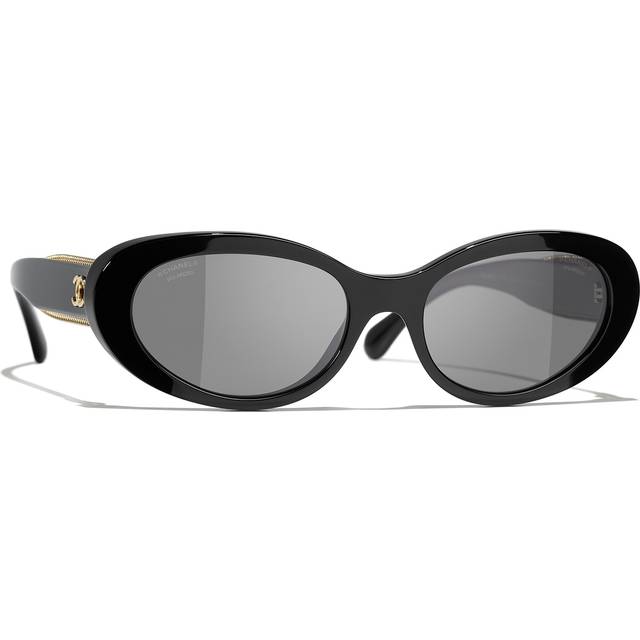 CHANEL oval Sunglasses C62248 Black