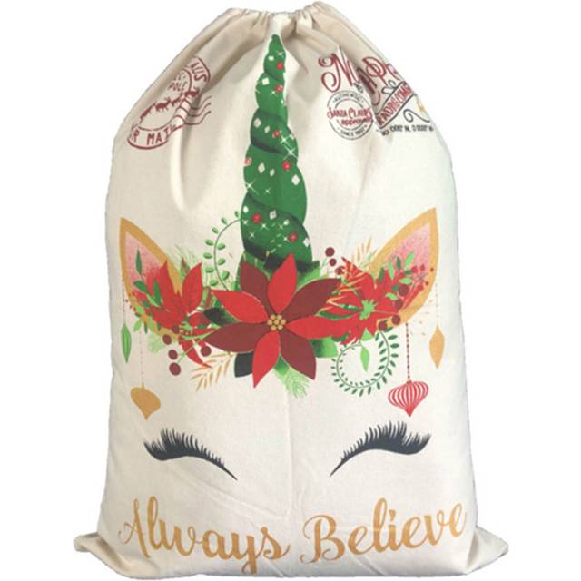 C278 Christmas Green Unicorn Packaging Bag Christmas Gift Bag Holiday Beam Candy Bag for Party Favors Gifts and Candy