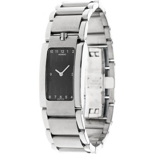 MOVADO Elliptica 20MM Quartz S-Steel Black Dial Womenâ€s Watch 0604706 - 20 mm