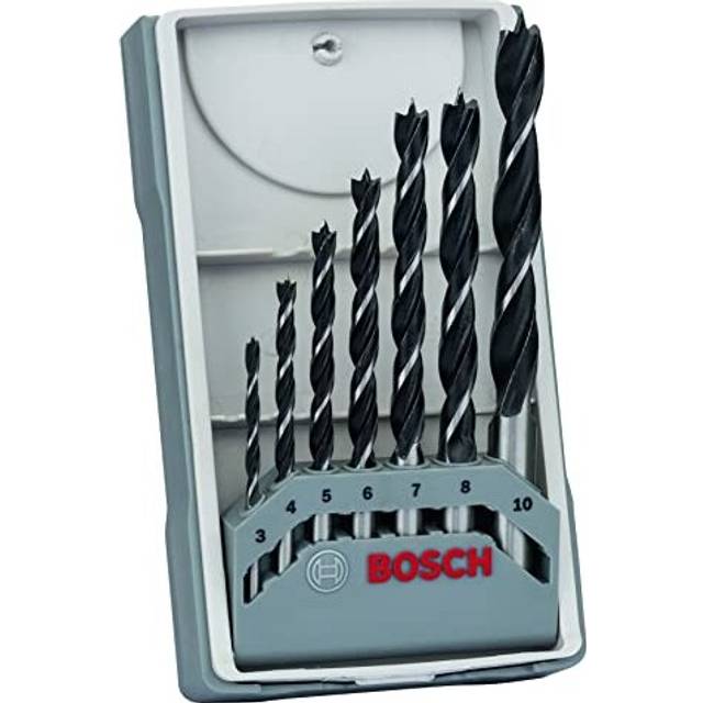 Bosch Professional 7pc. Brad Point Wood Drill Bit Set (for Soft- and Hardwood, Ã 3-10 mm, Accessories Drill Driver and Drill Stand)