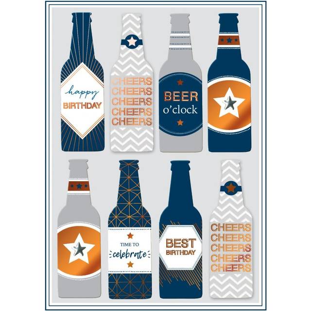 Beer O'clock Cheers Embellished Birthday Greeting Card Copper Script Cards
