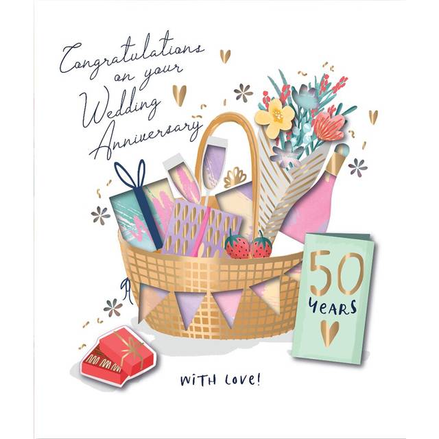 50 Years Embellished Golden Wedding Anniversary Card Talking Pictures Cards