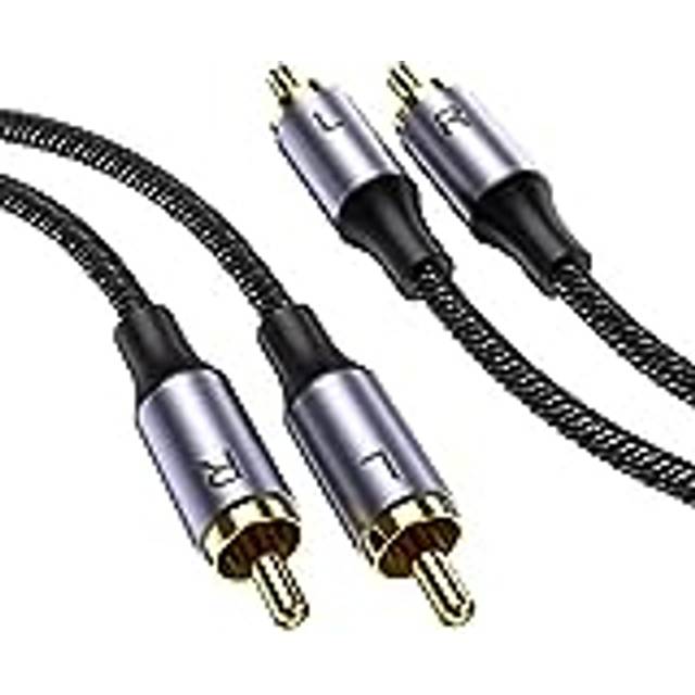 MOSWAG RCA Cable 3m RCA Stereo 2RCA Male to 2RCA Male to Tail Stereo Auxiliary Audio Cable Bass Speaker 24K Plated Nylon Suitable for Home Car black