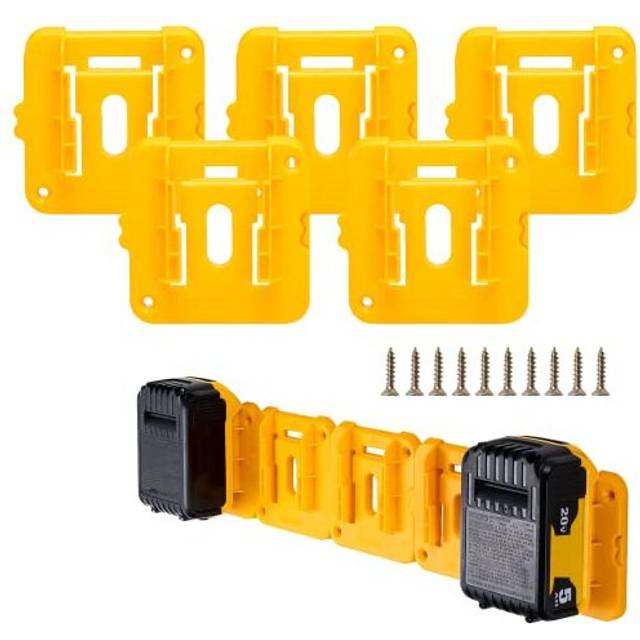 5 Pack Battery Holder for Dewalt 20V Battery Mounts Dock Holder Fit for DCB200 DCB201 DCB202 DCB203 DCB204(w/10 screws, No Battery)