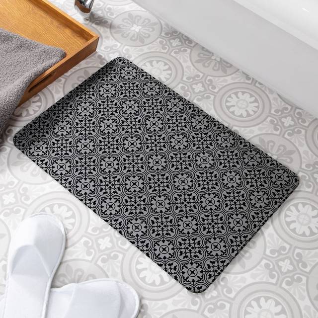 Tile - Quick Dry Rectangle Bath Mat - Grey (39cm W)