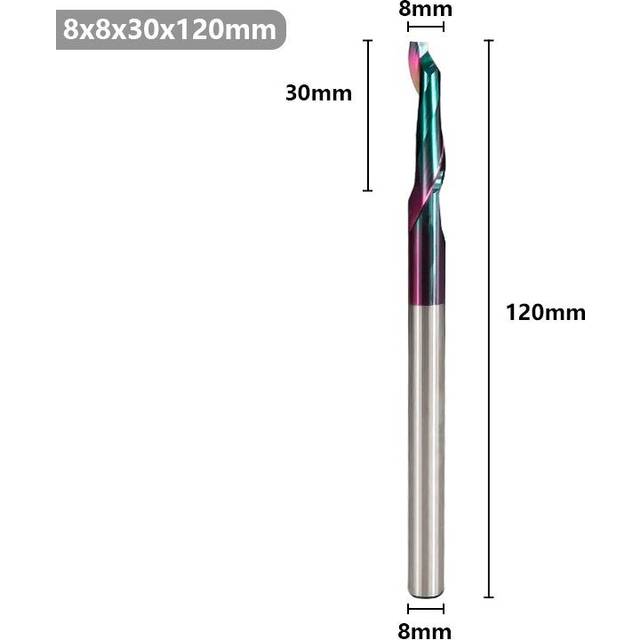 (8*8*30*120mm) HSS Milling Cutter 8mm Super Coated Single Flute End Mill for Aluminum Door Window Cutting CNC