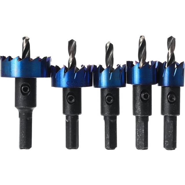 5Pcs 16-30mm HSS Blue Nano Coating Tooth Hole Saw Cutter Drill Bit Set for Metal Sheet