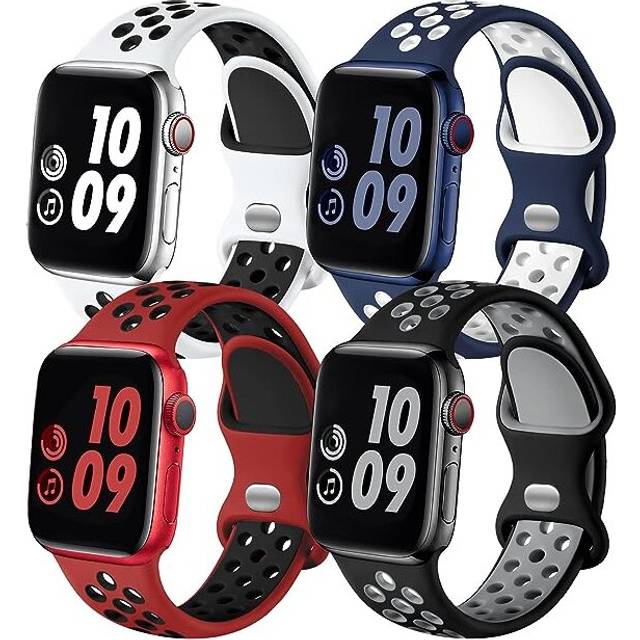 4 Pcs Sport Bands Apple Watch 49mm 45mm 44mm 42mm for Women Men, Durable Breathable Soft Silicone Replacement Wrist Strap for iWatch SE Series 7-1