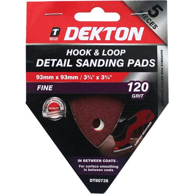 (120) Dekton Detail Palm Sanding Pads Triangle Sheets 40 60 80 120 Or Mixed Grit 93mm