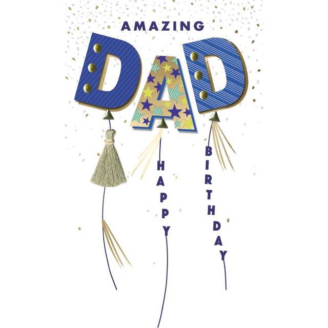 Amazing Dad Happy Birthday Card Embellished Balloons Champagne Greeting Card