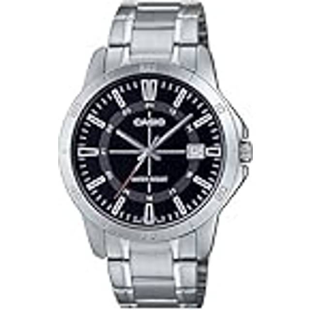 Casio Standard Analog Stainless Steel Black Dial Quartz MTP-V004D-1C Men&#39;s Watch