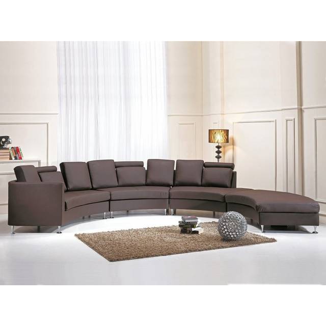 Modern Round Sectional Sofa in Leather - ROTUNDE Brown