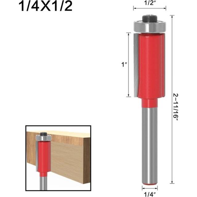 (D: 1 X 1/4*1/2ÂMilling Cutter) Double-Edged Straight Extended Bearing Trimming Cutter For Wood Engraving Machine