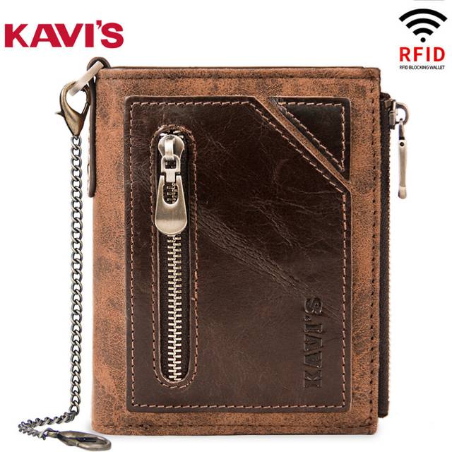 mens wallet crazy horse skin mens Leather Wallet function RFID anti theft brush Leather Purse