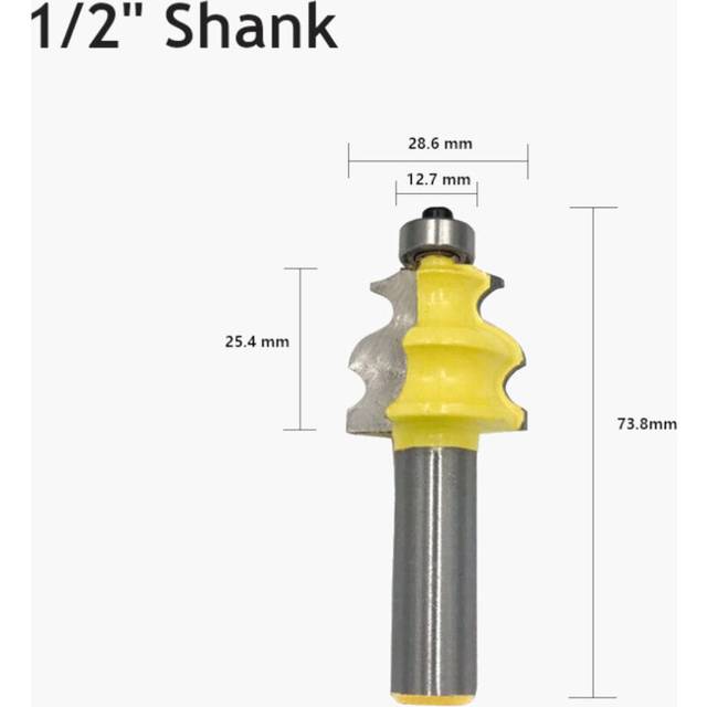 (1/2 Inch Shank) 8mm 1/2 Inch Shank Oblique Arc Curve Line Router Bit Architectural Molding Woodworking Milling Cutter Carving Knife