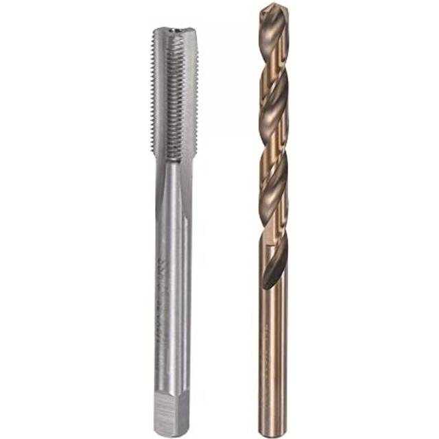 M8 x 0.75 Straight Flute Thread Tap and 7.2mm Twist Drill Bit Set, Metric M35 Cobalt High Speed Steel Machine Threading Tap Drilling Tool for