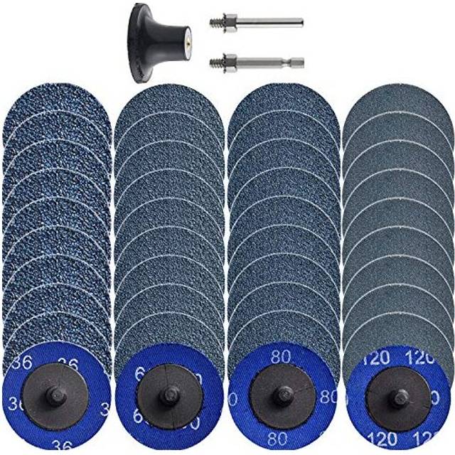 "40Pcs Roll Lock Quick Change Discs Set, 2 inch Zirconia Sanding Discs with 1/4"" Holder, for Die Grinder Surface Prep Strip Grind Polish Finish Burr"