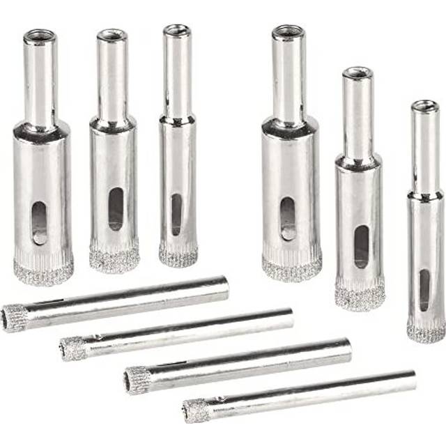 10 Pieces Diamond Drill Bit Set, Diamond Hole Saw Hollow Core Drill Bits Extractor Remover Tools for Tile Ceramic Glass Marble Stone Brick - 5mm 6mm