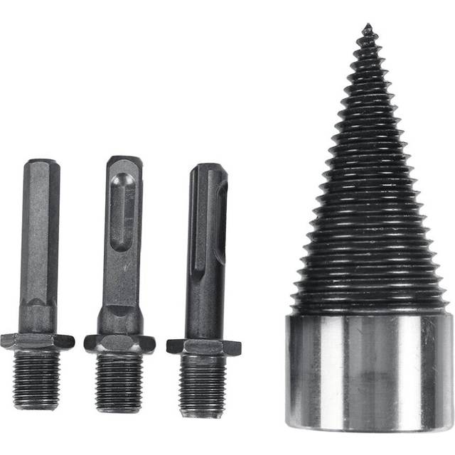 (D: a Set) 32mm Firewood Splitter Machine Drill Bit Wood Cone Punch Driver Square Round Hex Shank Drill Bit Split Drilling wood working Tool