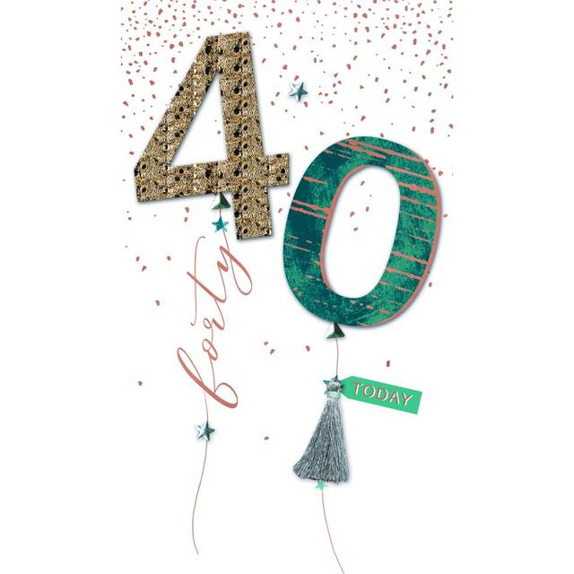 Male 40th Birthday Card Embellished Balloons Forty Champagne Greeting Card