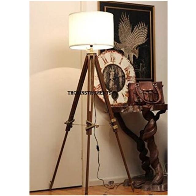 THOR INSTRUMENTS Tripod Floor Lamp Nautical Floor Lamp Home Decor Lamp Brown