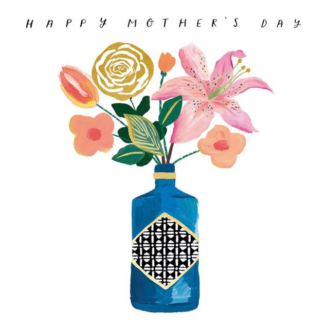 Flowers In A Bottle Foiled Mother's Day Greeting Card Beautiful Mothers Day Card