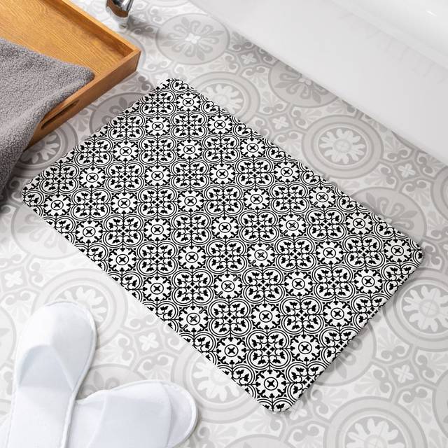 Tile - Quick Dry Rectangle Bath Mat - White (39cm W)