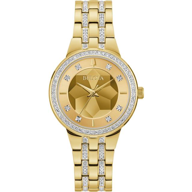 Bulova Classic Crystal Phantom Gold Tone Stainless Steel Champagne Dial Quartz 97L176 Women's Watch