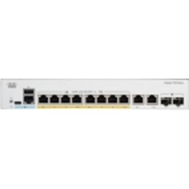 Cisco Catalyst 1200-8T-E-2G 2 x Combo Gigabit SFP/RJ-45 Desktop Rack-Mountable Managed Network Switch