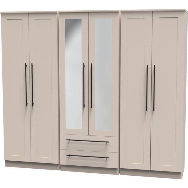 Welcome Furniture Ready Assembled Finsbury Tall 6 Door Wardrobe - Kashmir Matt, Cream
