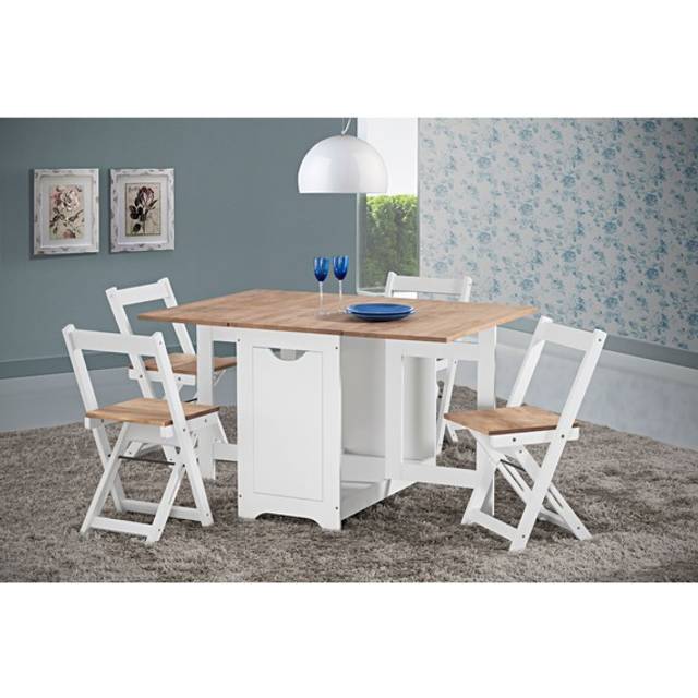 Santos Butterfly Dining Set in White/Distressed Waxed Pine
