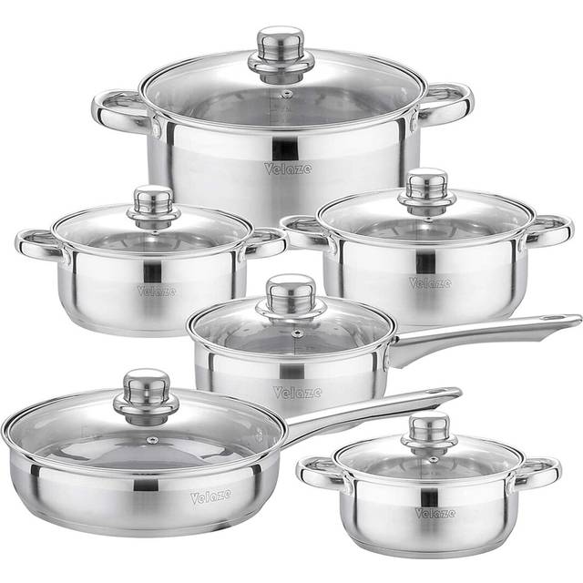 Velaze Motti 12 Piece Stainless Steel Cookware Set - Silver (12)