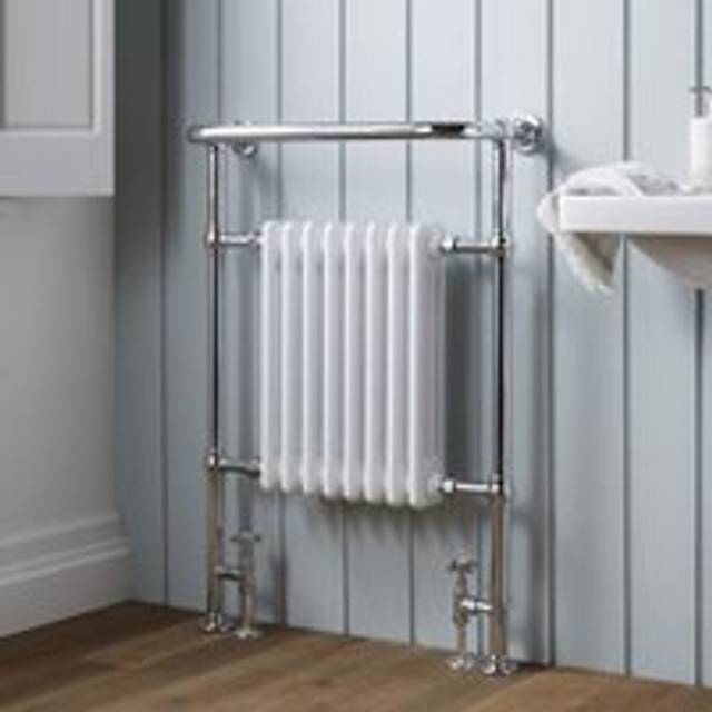 Towelrads Portchester Traditional Towel Radiator, 965x637mm - Chrome/White, White