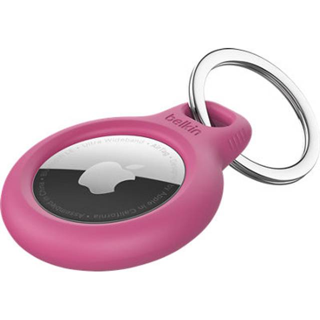 Belkin AirTag-fodral med nyckelring (Secure Holder-skyddsfodral för Air Tag med reptåligt tillbehör) – Rosa