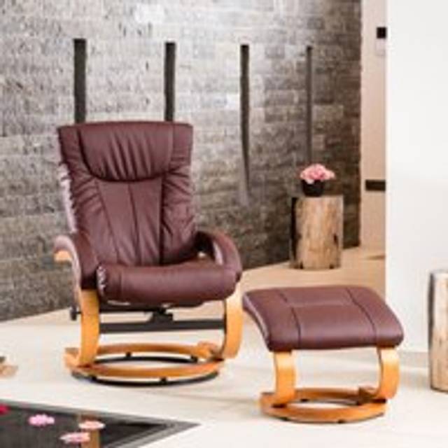 Artemis Home Modena Burgundy Massage and Heat Swivel Recliner Chair with Footstool - Red - 98 x 65 x 78cm