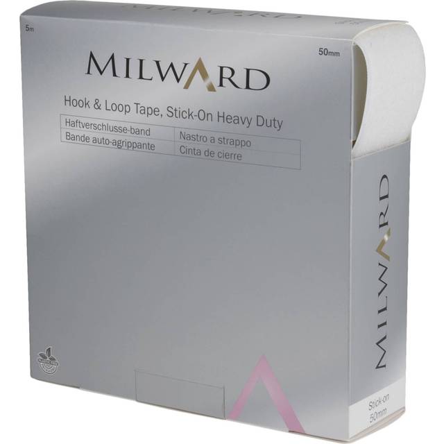 Milward Heavy Duty Stick On Hook & Loop Tape, W50mm, White