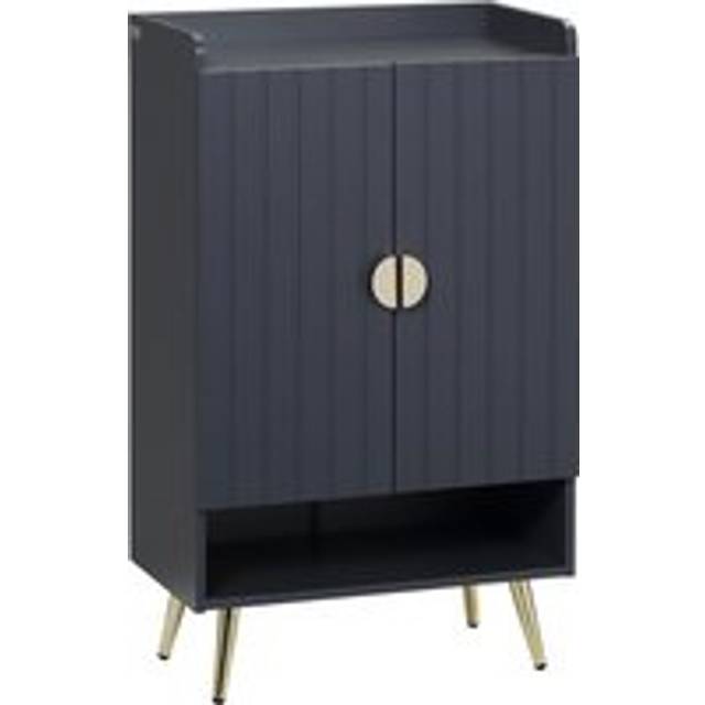 Homcom Modern Shoe Cabinet With 2 Doors, Open Shelf And Adjustable Shelves, Hallway Shoe Cupboard For 15 Pairs Of Shoes, Entryway Storage Unit, Grey