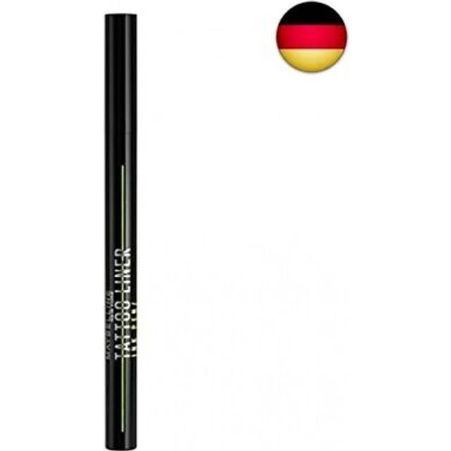 Maybelline New York flytande eyeliner, vattentät, fläckbeständig och långvarig, vegansk, tatueringsfoder bläck eyeliner, svart, 1 ml