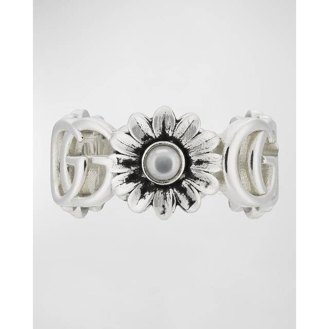 Gucci Womens Silver Gg Marmont Flower Sterling-silver Ring Q-r - SILVER