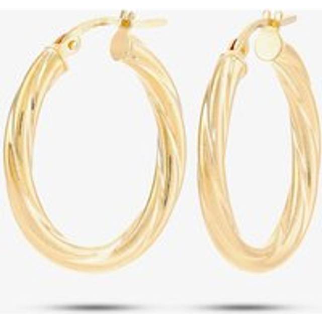 9ct Yellow Gold Oval Twist Creole Earrings UER067Y