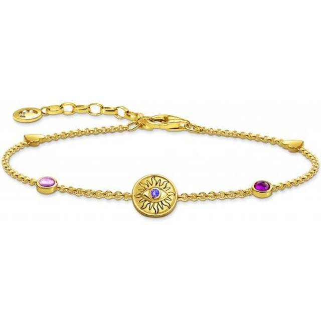 THOMAS SABO Gold Plated Multicolour Stone Sun Coin Bracelet A2132-995-7-L19V