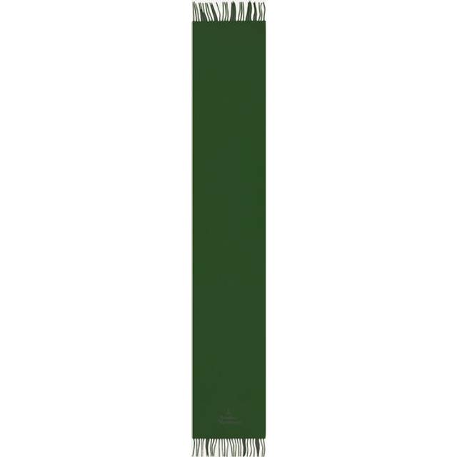 Vivienne Westwood Womens Dark Green Brand-embroidered Fringed-trim Wool Scarf - DARK GREEN
