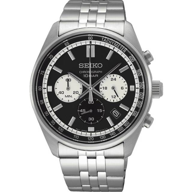 Seiko SSB429P1 Men's Chronograph Watch, Black Dial, Stainless Steel Bracelet
