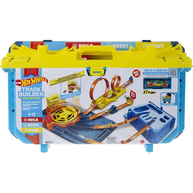 âHot Wheels Track Builder Unlimited Rapid Launch Builder Box, All-In-One Building & Stunting Kit with Track Pieces & Accessories & Storage Container