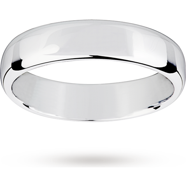 18ct White Gold 5mm Standard Modern Court Court Wedding Ring - Ring Size T